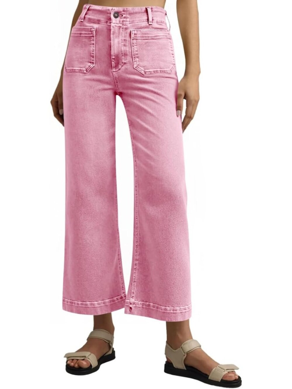 High Waist Cropped Wide Leg Jeans for Women | Baggy Denim Pants, Trendy Style